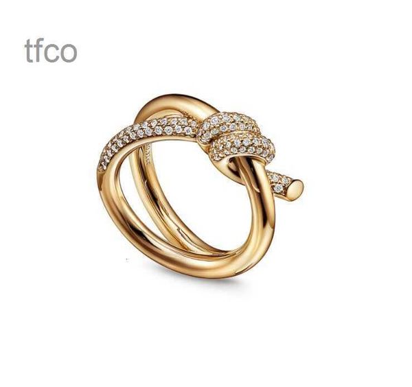 

designer ring ladies rope knot ring luxury with diamonds fashion rings for women classic jewelry 18k gold plated rose wedding wholesale, Silver