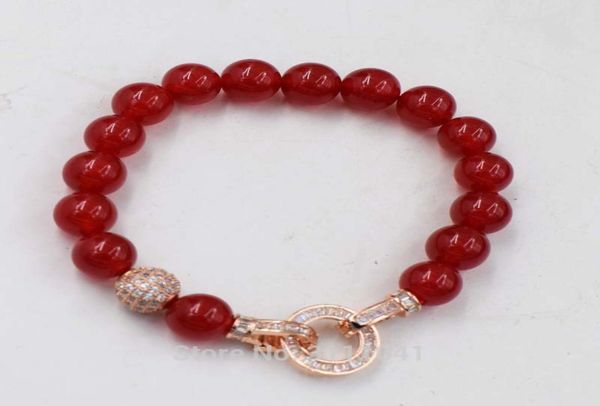 

red jade round 10mm bracelet 75inch whole beads nature handcraft5668380, Golden;silver