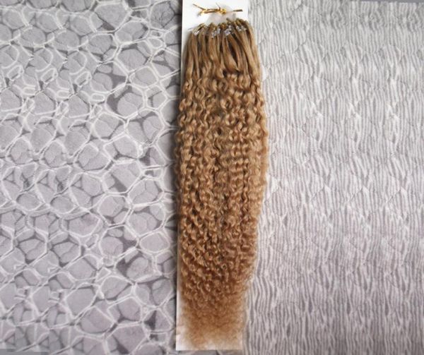 

kinky curly loop micro ring hair 100 human micro bead links machine made remy hair extension 100g8095962, Black