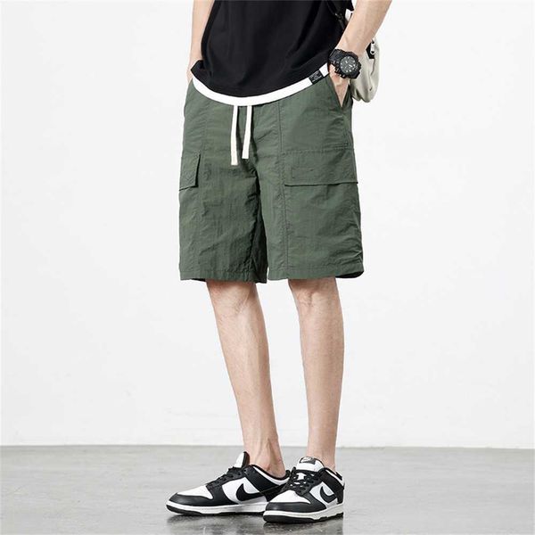 

workwear shorts, men's summer thin and loose fitting trendy brand, casual five piece pants, ice silk quick drying outerwear shortsft3lv, Black