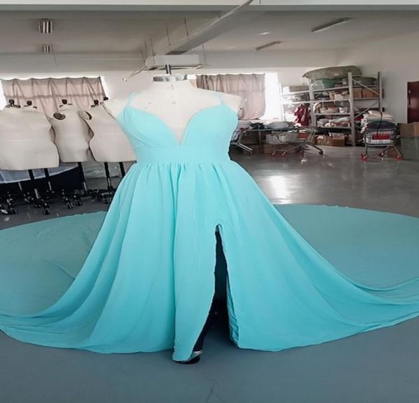 

long prom dress chiffon aline evening wear with train and split custom made gown8241373, Black;red