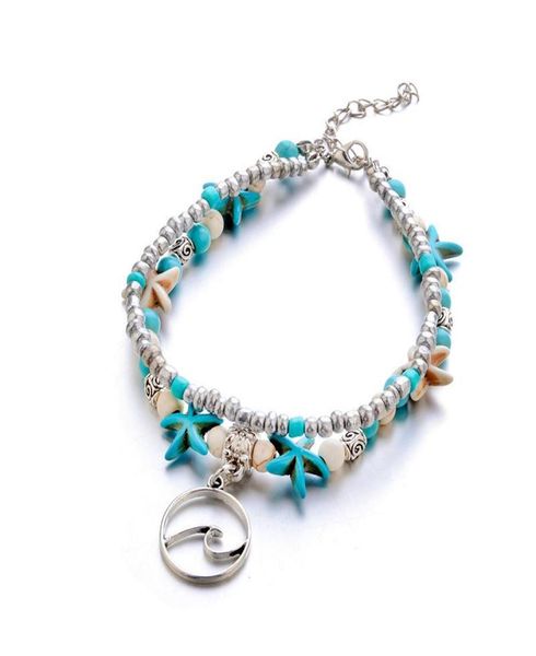 

boho handmade wave beaded bracelets jewelry women barefoot sandals starfish ankle bracelets summer beach beads chain anklets 6249929, Golden;silver