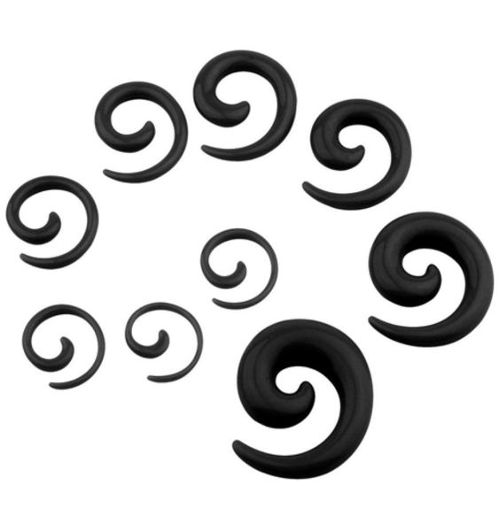 

body jewelry punk ear spiral expander taper swirl plug stretcher piercing acrylic spiral black white whole5386051, Silver