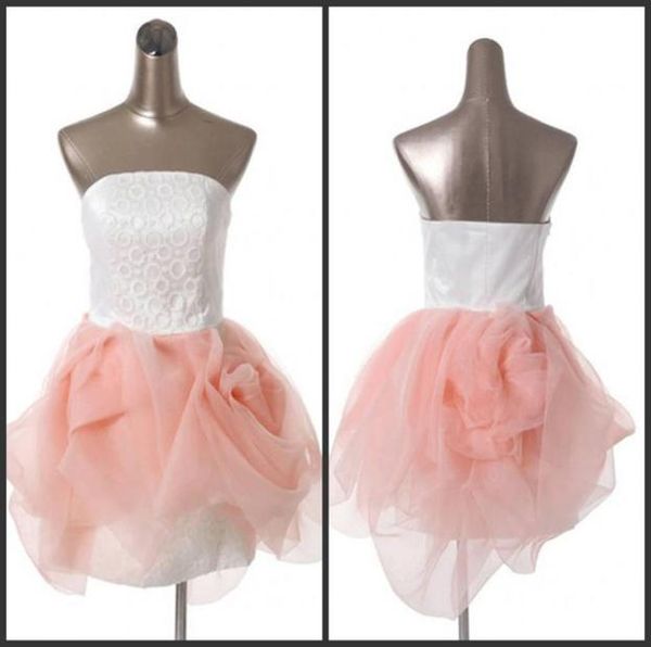 

new design fabric pink tulle fashion short prom dresses strapless backless custom made retro7408096, Black