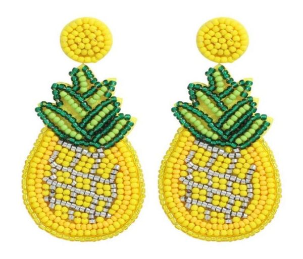 

yellow color pineapple earrings bohemian handmade colorful beaded statement dangle earring for women jewelry88826145661364, Silver
