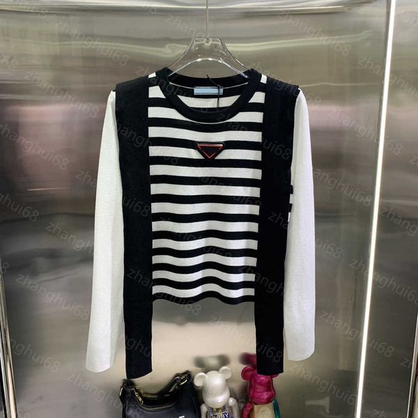 

23ss womens designer clothing women sweater new autumn and winter classic stripes fake two sweaters womens clothing, White;black
