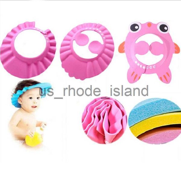 

shower caps baby bath shower soft fish cap adjustable hair wash hat kids ear protection safe children shampoo bathing protect head cover x07