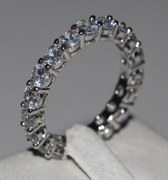 

vecalon statement eternity promise ring 4mm 5a zircon cz 925 sterling silver wedding band rings for women party jewelry gift4840897069291, Slivery;golden