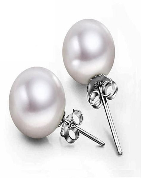 

new jewelry 6mm8mm10mm pearl earrings stud 925 sterling silver earrings for wedding party beige color 61 n21029274, Golden;silver