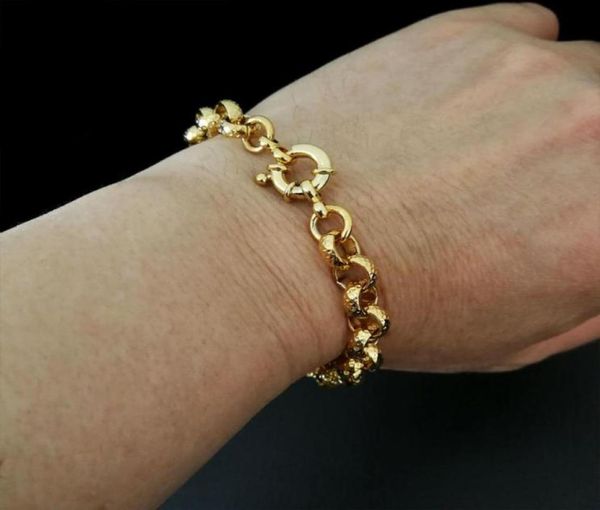 

18k gold filled belcher bolt ring link mens womens solid bracelet jewllery in 1824cm length8mm53695251951343, Black