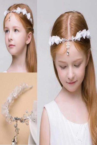

2018 rhinestone girls head pieces junior bridesmaid bride accessories headband hairwear crystal children hair wedding accessories1577961, White;red