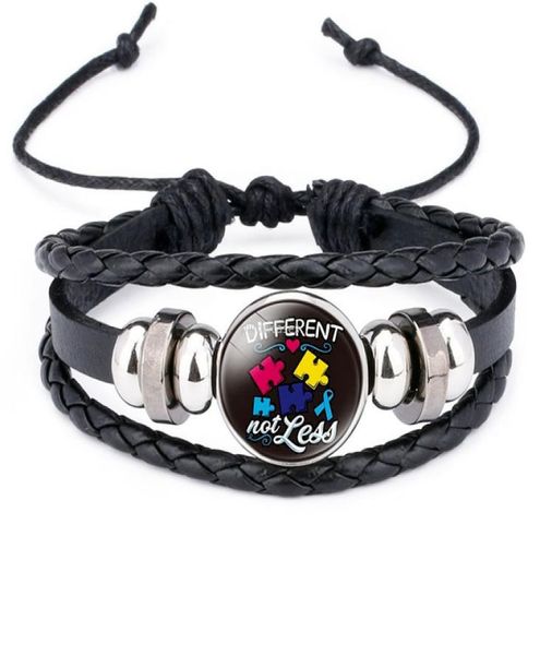 

cartoon autism glass cabochon charm bracelet weave adjustable multilayer wrap bracelets charm fashion jewelry will and sandy1209861, Golden;silver