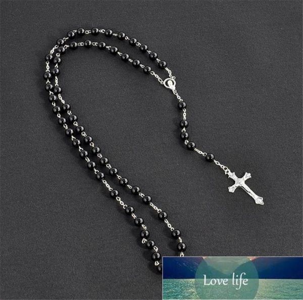 

catholic religious silver plated crucifix jesus piece christian virgin mary rosary necklace jewelry black crystal prayer beads fac7371080