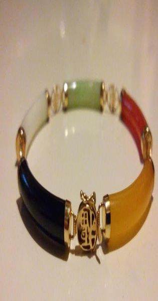 

whole fabulous qvc 14k yellow gold chinese jade bracelet7616079, Golden;silver