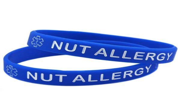 

100pcs nut allergy silicone rubber bracelet youth and size carry this message as a reminder in daily life7036533, Black