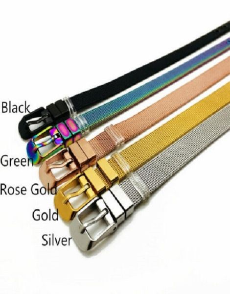 

10pcs 8210mm stainless steel bracelets wristband 6 color choose fit 8mm slide charms slide letters slide beads diy accessor6647933, Golden;silver