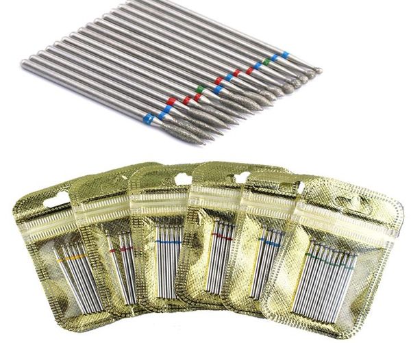 

10pcs diamond cutter for manicure set diamond rotary burrs set nail drill bit set milling cutter for nail art pedicure tool1848539