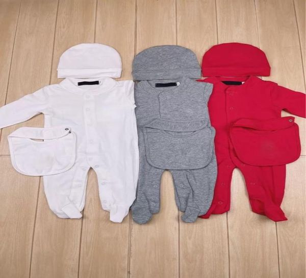 

toddler infant romper baby clothing sets boys girls full sleeve soft jumpsuits rompers hat bib 3pcsset suit8548311, Blue