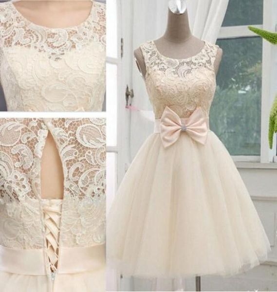 

2019 champagne new arrival short wedding dresses bridesmaid dresses knee length tulle wedding gown laceup with bow custom2213457, Blue;red