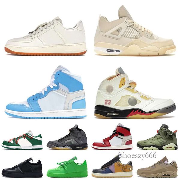 

women mens designer casual shoes white jumpman 1 cactus jack 4 5 6 with socks ow x low platform sneakers eur 36-47 fragment university, Black