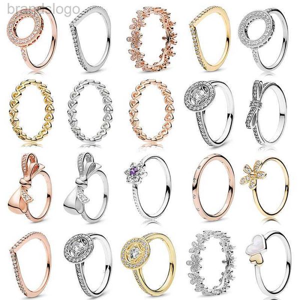 

new popular 925 sterling silver rose gold fit thin finger rings stackable party round rings women original pandora jewelry gifts
