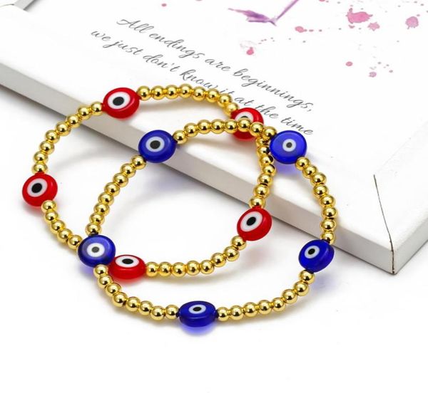 

10pcslot lucky eye turkish evil eye beaded bracelet gold beads colorful bracelet adjustable jewelry for women5064544, Golden;silver