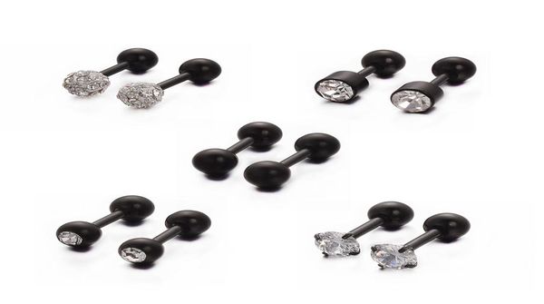 

yoursfs 5 pairs zircon screw stud earrings fashion jewelry stainless steel woman christmas gift1337969, Golden;silver