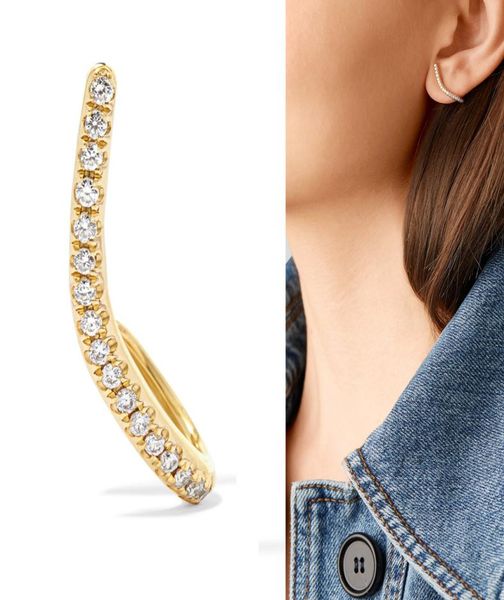 

2021 unique design 5a cz bar stud 925 sterling silver anti allergy lovely curved bar simple geometric cz earring for women girls8446469, Golden;silver