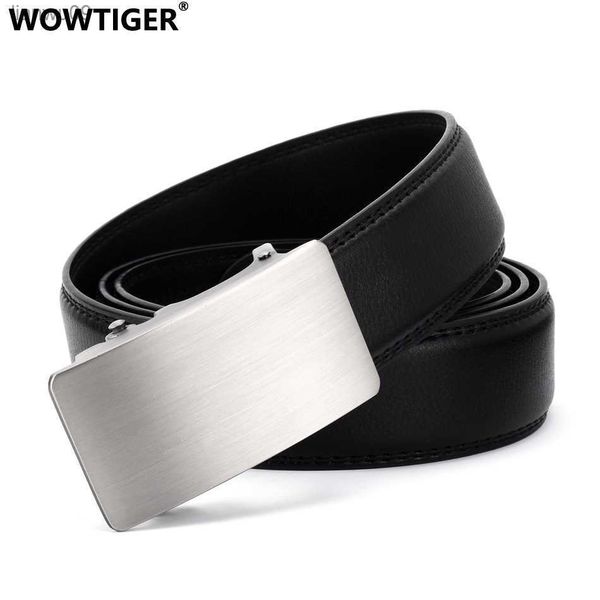 

wowtiger new black leather belt alloy automatic buckle 35cm width belts for men brand designer man gifts l230704, Black;brown