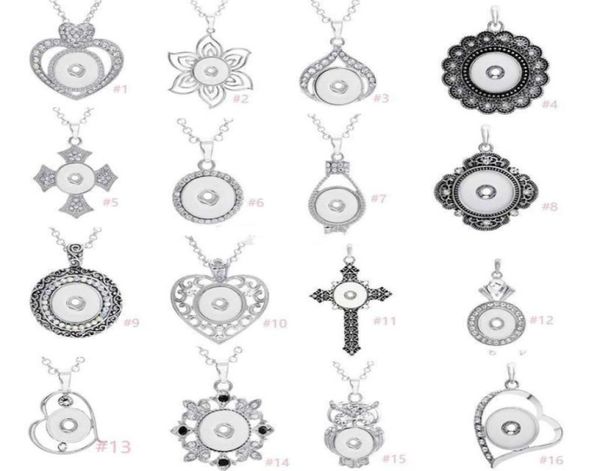 

7 styles noosa assorted ginger 18mm snap buttons chunk charms crystal heart multi pendant necklaces 316l stainless steel chain jew6082554, Silver