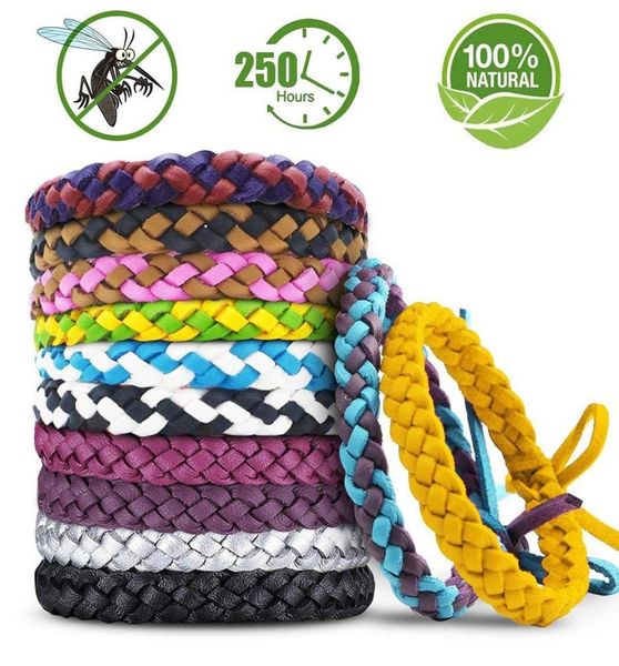 

leather braided bracelet waterproof pest control anti mosquito insect repellent bracelets wrist bands whole6266298, Golden;silver