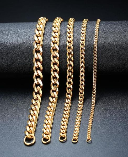 

fashion jewelry men bracelet women bracelet chains bracelet stainless steel link bracelets bangle gold silver black color 3mm11mm2916419