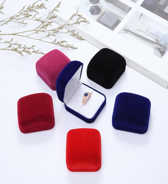 

fashion small red black blue velvet blocked jewelry package box case insert ring stud earrings storage packaging gift boxes 1922939, Black;white