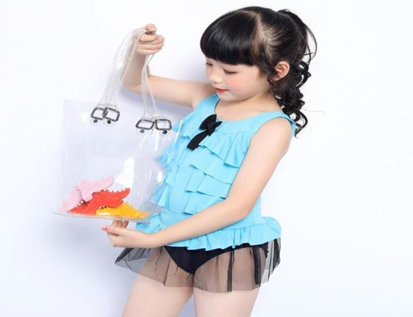 

teen girls cute bowknot 2 piece swimwear ruffled solid twopiece lovely swimsuit with triangular baby bluered bathing suit teen2729059, Blue