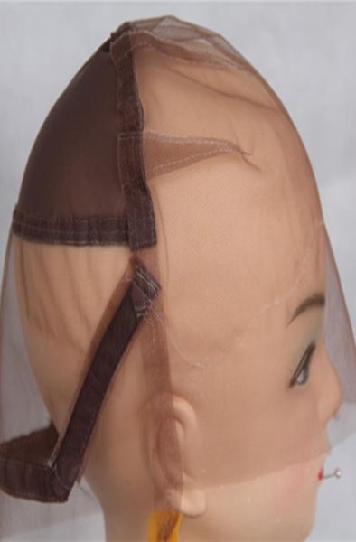 

full lace wig cap for making wigs swiss and french lace hair net with ear to ear stretch medium brown color for wig making4048761, Black;brown