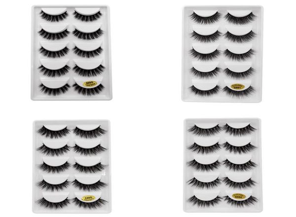 

5pairsset 3d mink false eyelashes handmade natural plastic black cotton full strip thick fake eye lashes cosmetic3262210