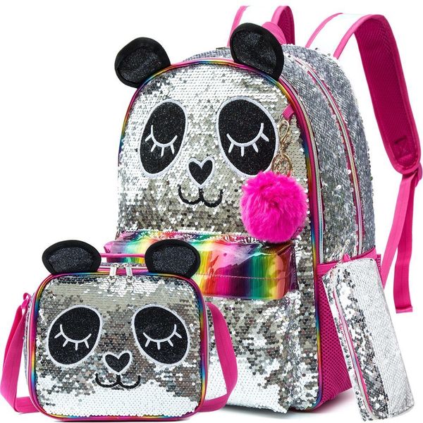 

backpacks bikab children's school backpack youth girls' backpack female panda cartoon sequin backpack girls' school backpack