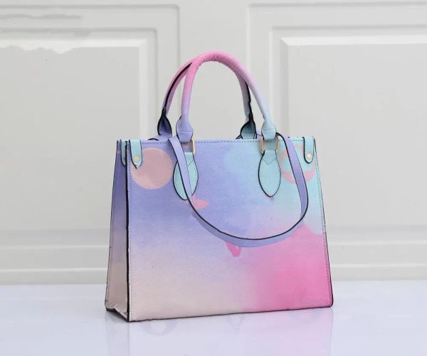 

latest styles onthego tote bag designers handbag glamour gradient colour pu leather higt quality spring in the city rainbow rendering