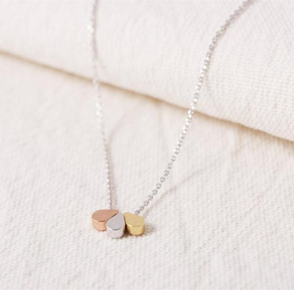 

fashion tricolor water drop pendant gold plated teardrops necklace for women gift whole1826720, Silver