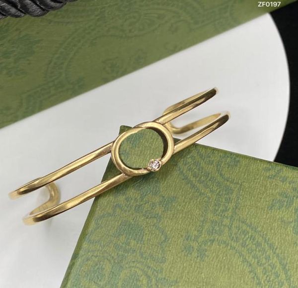 

delicate simple letter charm bracelets single diamond double alphabet bracelet crystal open bangle with gift box1550597, Golden;silver