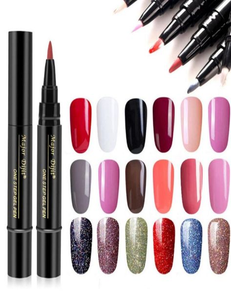 

3 in 1 gel nail varnish pen glitter one step nail gel polish hybrid 24 colors easy to use uv gel lacquer7744290, Red;pink
