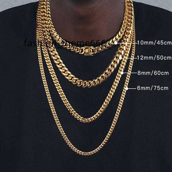 

chains chains 6mm/8mm/10mm/12mm hip-hop 18k gold plated miami cuban link chain stainless steel necklace gift for men women jewelrychains cha, Silver