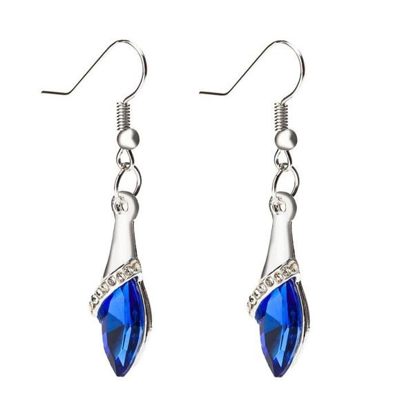 

new exquisite bright blue crystal earrings multi color water drop earrings fashion elegant dangle earring jewelry for women3638255, Silver