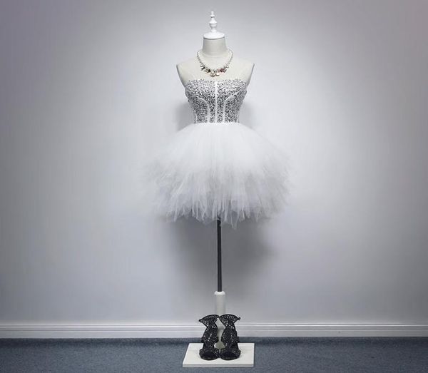 

real strapless white homecoming dresses 2020 beaded sequins tulle ball gown short prom dresses cocktail party gowns graduati7835412, Blue;pink