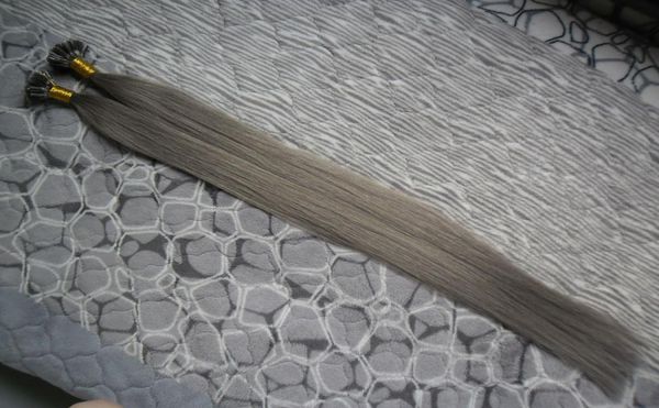 

silver grey straight keratin human fusion hair nail u tip machine made remy pre bonded hair extension 16quot 20quot 24quot 19116538, Black