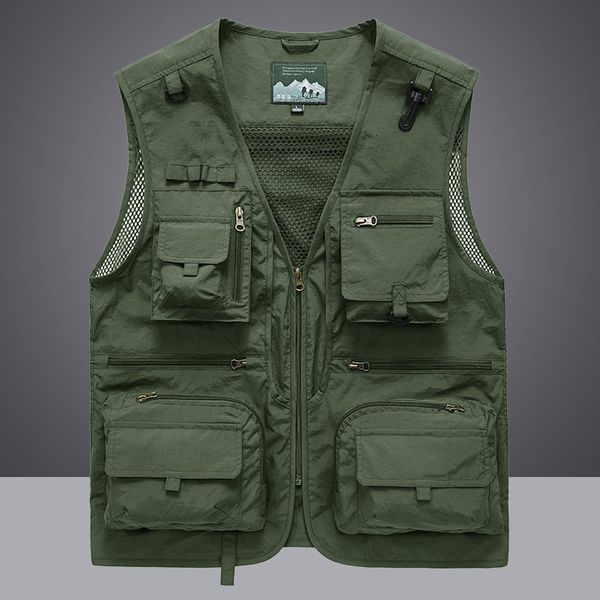 

men's vests 14 pockets summer men us tactical hiking fishing vest mens p ographer waistcoat mesh cargo sleeveless jacket tool 230714, Black;white