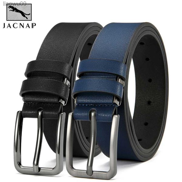

jacnaip men belt pin buckle leather rotatable luxury reversible belts for jeans cowhide genuine gifts l230704, Black;brown