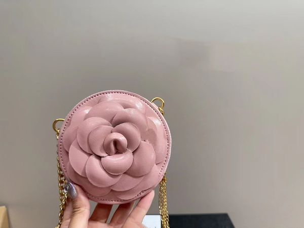 

the latest high-quality women's fashionable shoulder bag classic camellia flower round cake bagultimate beauty designer zipper chain ba