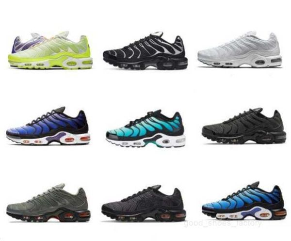 

tn plus running shoes sneaker triple white red metallic silver worldwide fire ice oreo hyper sky bule rainbow smoke grey neon men trainers s, Black