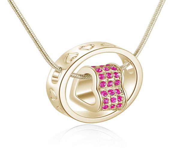 

heart pendant necklace silver and 18k gold jewlery nickel rhinestone fashion neckless for women ps06366998589